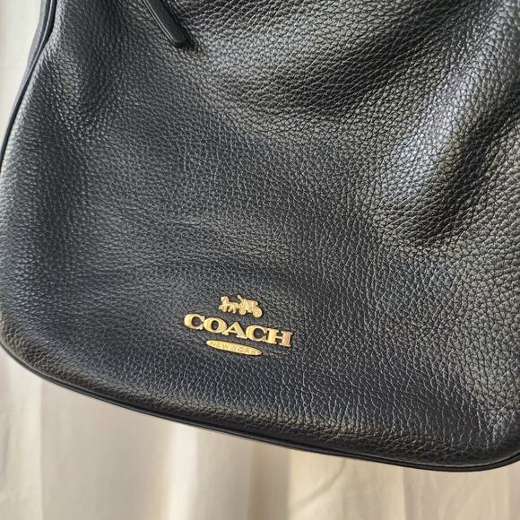 Coach Ellie Refined Pebble Leather File Shoulder Bag/Crossbody Black / Gold - Picture 3 of 12